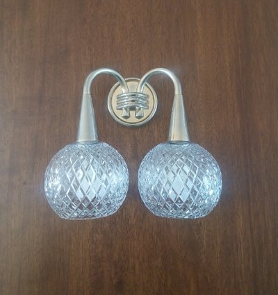 Double wall sconce – Cut glass and gilt metal – 1960s
