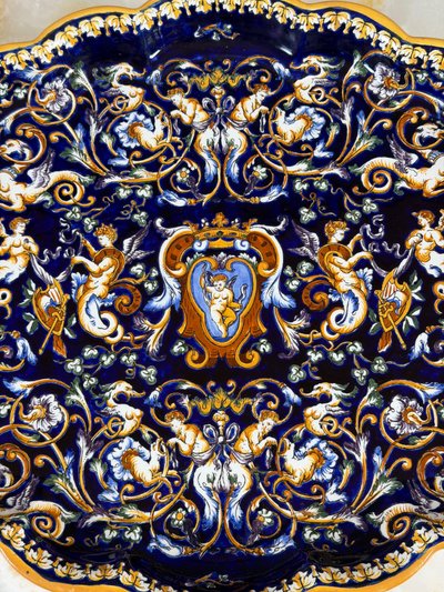 Gien-Steinguttablett, Renaissance-Kollektion, 20. Jahrhundert