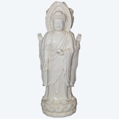 White China porcelain figure with three deities, 68 cm