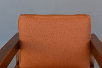 Coppia Di Poltrone Anni '40 Ecopelle Struzzo Havana