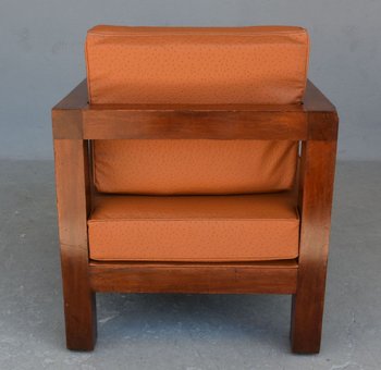 Coppia Di Poltrone Anni '40 Ecopelle Struzzo Havana