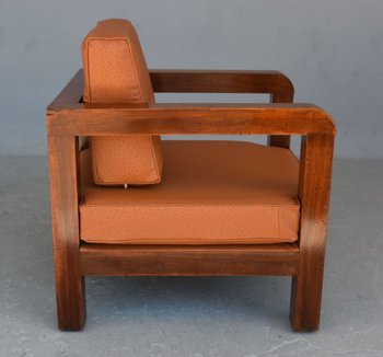 Coppia Di Poltrone Anni '40 Ecopelle Struzzo Havana