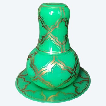 Service de nuit XIXe en opaline verte