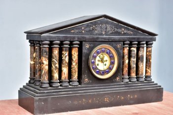 Architectural Pendulum In Black Onyx Marble XIXth