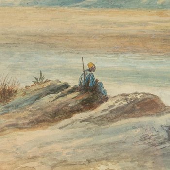 Orientalistisches Gemälde Aquarell Ende 19.