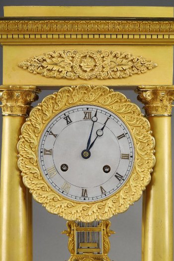 Important Gilt Bronze Portico Clock, Restoration Period