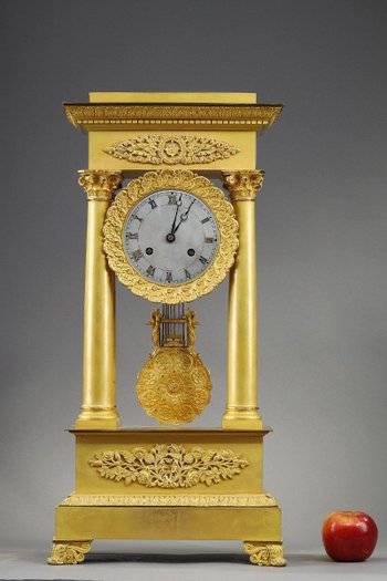 Important Gilt Bronze Portico Clock, Restoration Period