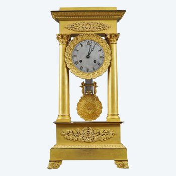 Important Gilt Bronze Portico Clock, Restoration Period