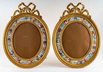 Pair Of Enamel And Gilt Bronze Frames Late 19th Century
