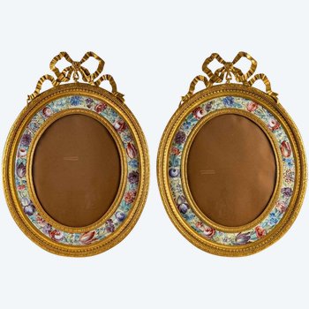 Pair Of Enamel And Gilt Bronze Frames Late 19th Century