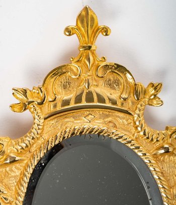 Pair Of Small Gilt Bronze Wall Mirrors Late 19th Century