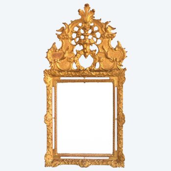 Grand Miroir à Pare Close Louis XIV 'époque XVIIIème En Bois Doré