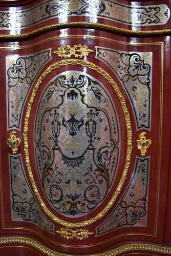 Coppia di cassettoni ad angolo intarsiati a Boulle Fine Ottocento