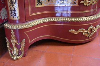 Coppia di cassettoni ad angolo intarsiati a Boulle Fine Ottocento