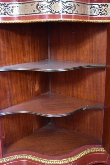 Coppia di cassettoni ad angolo intarsiati a Boulle Fine Ottocento
