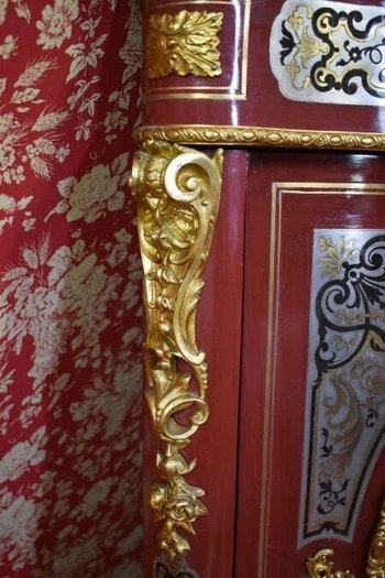 Coppia di cassettoni ad angolo intarsiati a Boulle Fine Ottocento