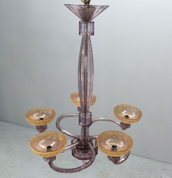 1940s Colored Glass Chandelier