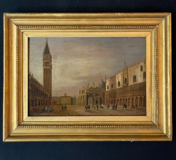 Place St Marc à Venise. Ecole Italienne du XIXème siècle. 