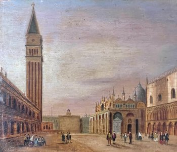 Place St Marc à Venise. Ecole Italienne du XIXème siècle. 