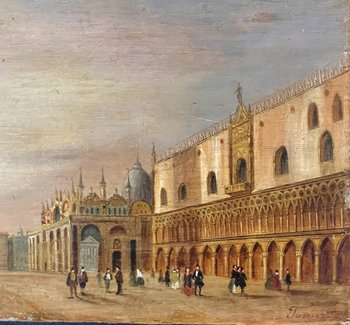 Place St Marc à Venise. Ecole Italienne du XIXème siècle. 