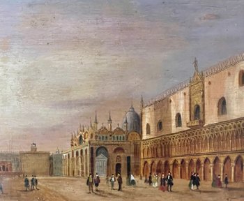 Place St Marc à Venise. Ecole Italienne du XIXème siècle. 