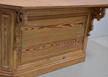 Authentische Handelstheke aus naturfarbenem Kiefernholz - 1900