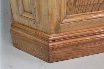 Authentische Handelstheke aus naturfarbenem Kiefernholz - 1900
