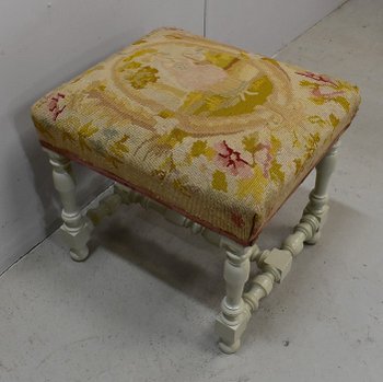 Sgabello in tela e legno, gusto Luigi XIV - Fine del XIX secolo