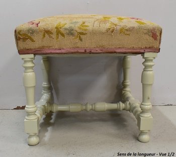 Sgabello in tela e legno, gusto Luigi XIV - Fine del XIX secolo