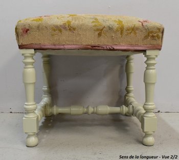 Sgabello in tela e legno, gusto Luigi XIV - Fine del XIX secolo