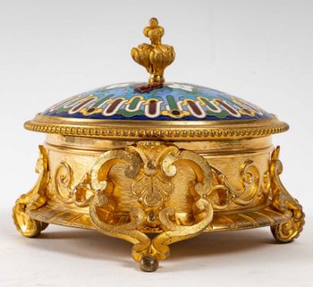 Scatola per gioielli in bronzo e smalto cloisonné Fine del XIX secolo