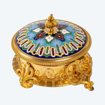 Scatola per gioielli in bronzo e smalto cloisonné Fine del XIX secolo