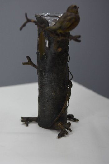 Vase Monté Par Un Bronze De Vienne Ancien Oiseau XIXème