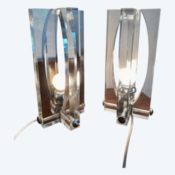 Coppia di lampade in plexiglas Circa 70