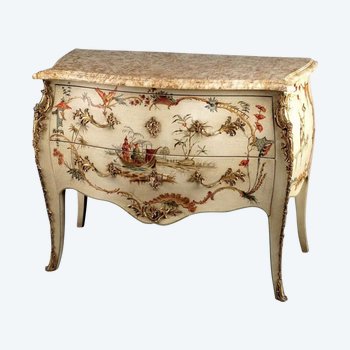 Commode En Laque De Style Louis XV Fin XIXème Siècle