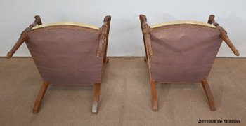 Coppia di poltrone in mogano, stile Luigi XVI / Direttorio - Inizio XIX secolo