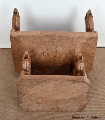 Atypical Solid Mahogany Armchair, Animal - 1950