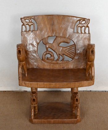 Atypical Solid Mahogany Armchair, Animal - 1950