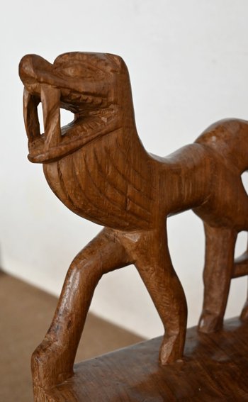 Atypical Solid Mahogany Armchair, Animal - 1950