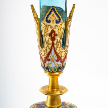 Pair Of Bronze And Enamel Cloisonné Horns Late 19th Century
