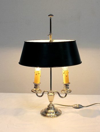 Lampada Bouillotte in metallo argentato, stile Impero - Inizio XX secolo