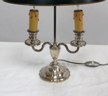 Lampada Bouillotte in metallo argentato, stile Impero - Inizio XX secolo