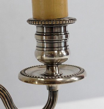 Lampada Bouillotte in metallo argentato, stile Impero - Inizio XX secolo