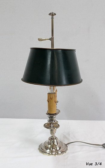 Lampada Bouillotte in metallo argentato, stile Impero - Inizio XX secolo