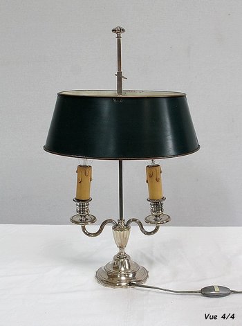 Lampada Bouillotte in metallo argentato, stile Impero - Inizio XX secolo