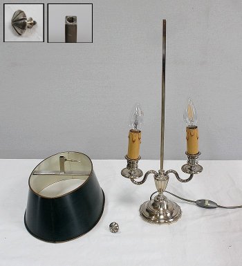 Lampada Bouillotte in metallo argentato, stile Impero - Inizio XX secolo