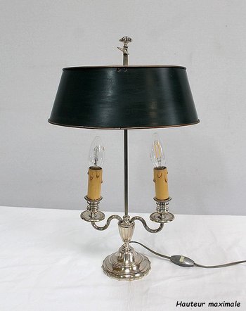 Lampada Bouillotte in metallo argentato, stile Impero - Inizio XX secolo
