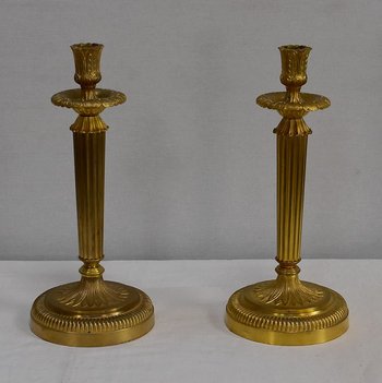 Pair of Gilded Bronze Torches, Louis XVI style - Early XXth century