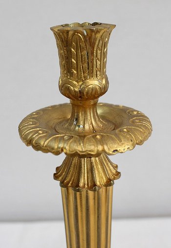 Pair of Gilded Bronze Torches, Louis XVI style - Early XXth century