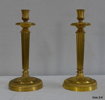 Pair of Gilded Bronze Torches, Louis XVI style - Early XXth century